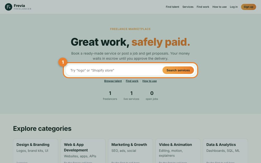 Step 1: Search for what you need — the orange circle shows where to click